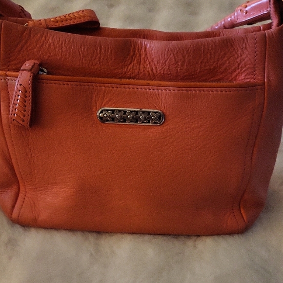 Brighton Handbags - Brighton Tangerine Leather Shoulder Bag